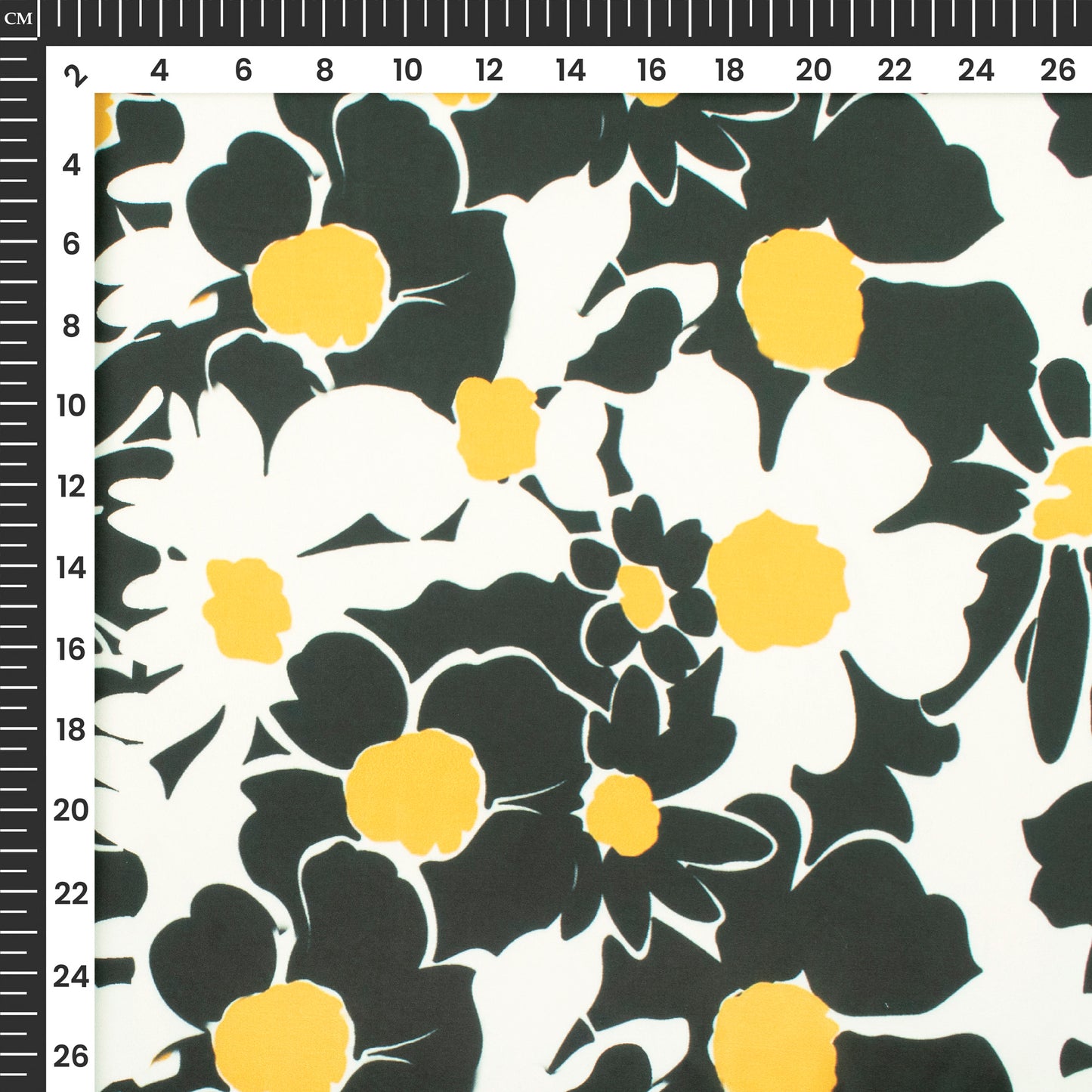 Seamless Black Floral Digital Print Luxurious Imported Satin Fabric