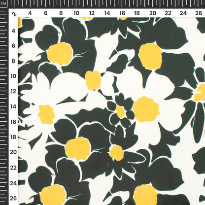Seamless Black Floral Digital Print Luxurious Imported Satin Fabric