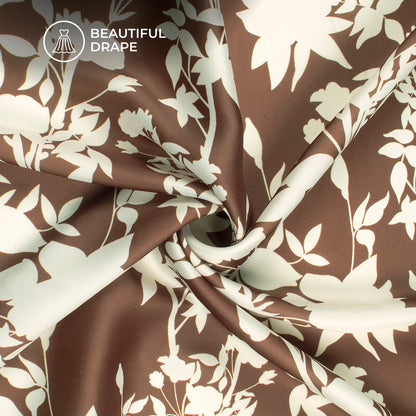 Vintage Botnical Floral Digital Print Luxurious Imported Satin Fabric