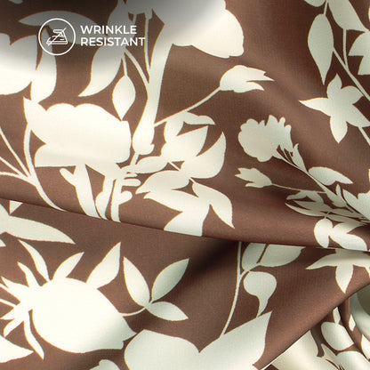Vintage Botnical Floral Digital Print Luxurious Imported Satin Fabric