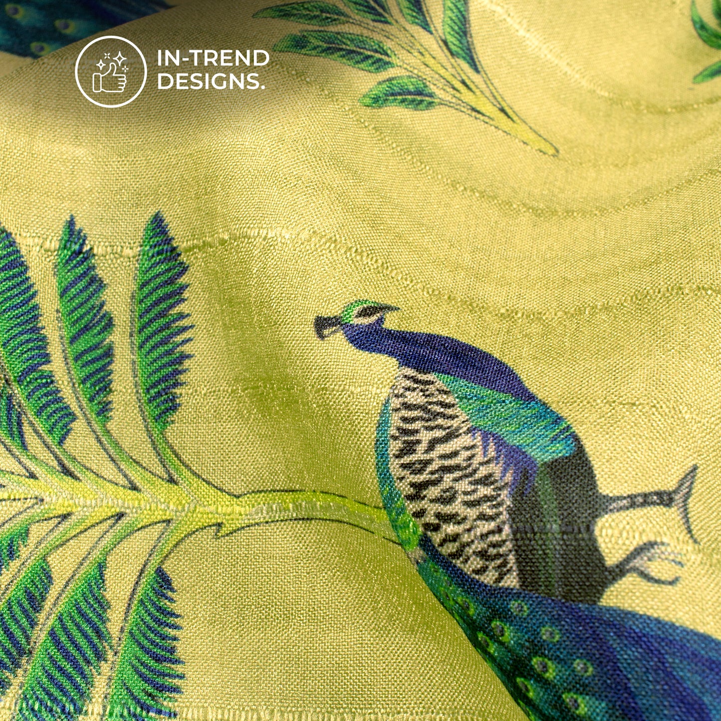 Beautiful Madhuvaniii Peacock Digital Print Art Tusser Silk Fabric