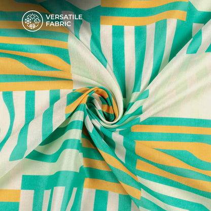 Premium Texture Stripes Digital Print Flat Silk Fabric