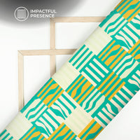 Premium Texture Stripes Digital Print Flat Silk Fabric