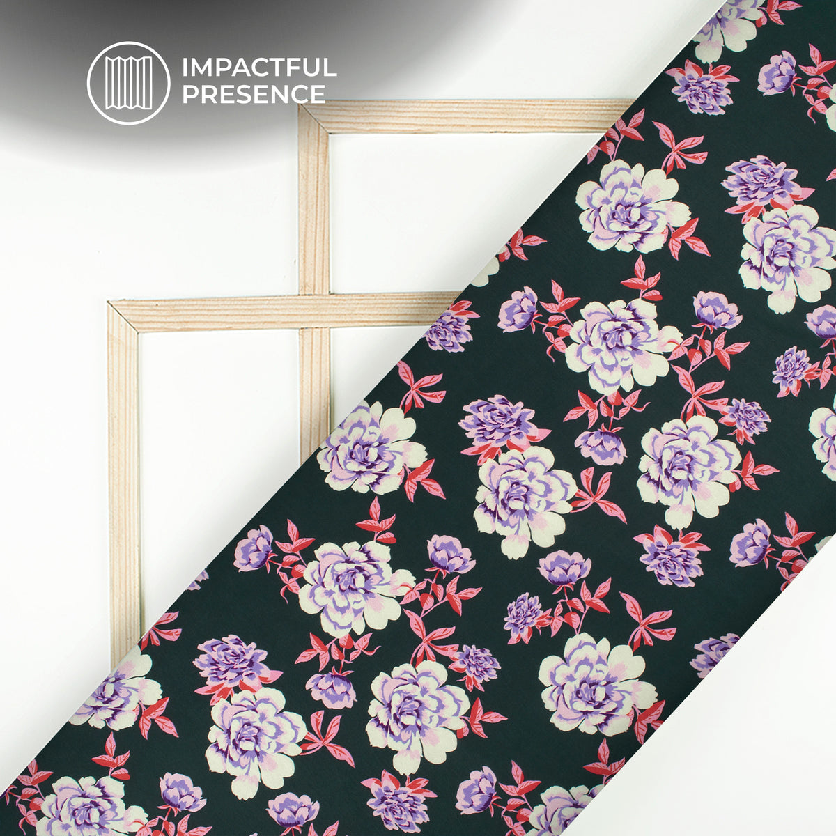 Stylish Rose And Leaf Digital Print Flat Silk Fabric