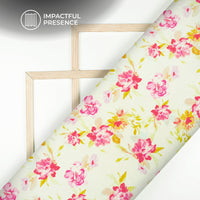 Exclusive Rich Rose Floral Digital Print Flat Silk Fabric