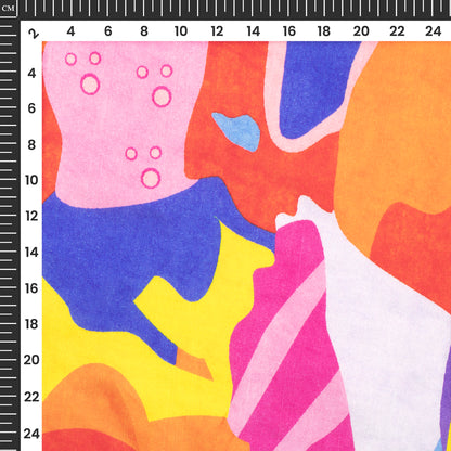 Multi Color Abstract Digital Print Viscose Slub Silk Fabric Cambric  (Width 58 Inches)