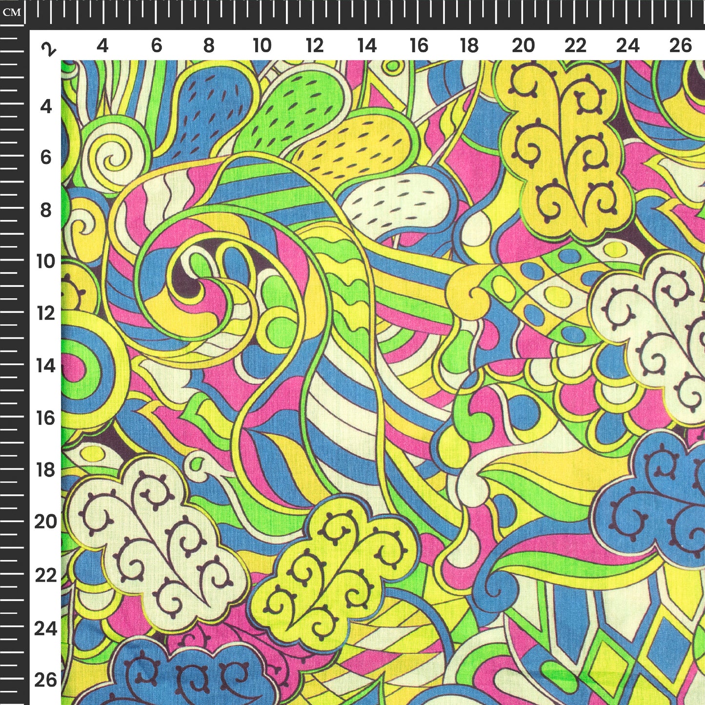 Multi Color Paisley Digital Print Pure Cotton Mulmul Fabric