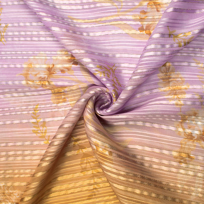 Romentic Floral Digital Print Silver Lurex Georgette Fabric