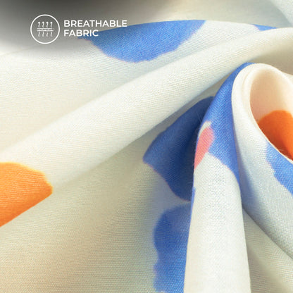 Abstract Spring Floral Digital Print Muslin Fabric