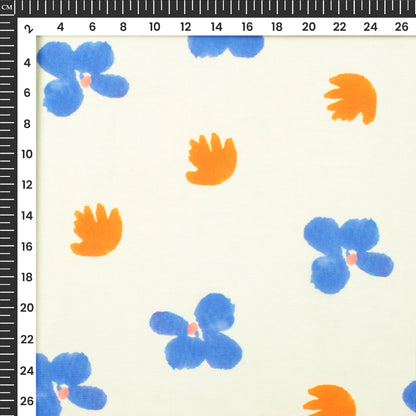 Abstract Spring Floral Digital Print Muslin Fabric