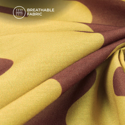 Seamless Brown Wavy Lines Digital Print Muslin Fabric