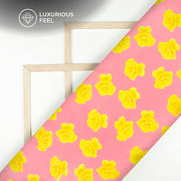 Hot Pink Floral Digital Print Georgette Satin Fabric
