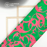 Dark Green Abstract Digital Print Georgette Satin Fabric