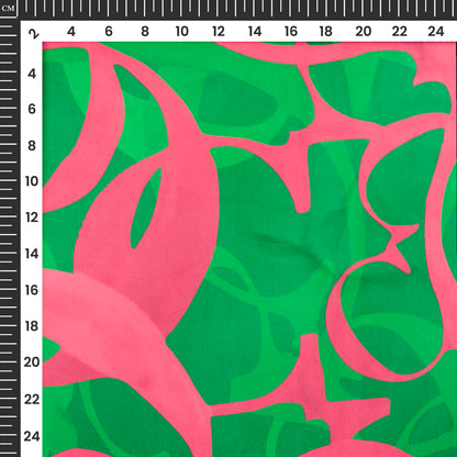 Dark Green Abstract Digital Print Georgette Satin Fabric