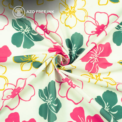 Elegant Seamless Sakura Flowers Digital Print Muslin Fabric