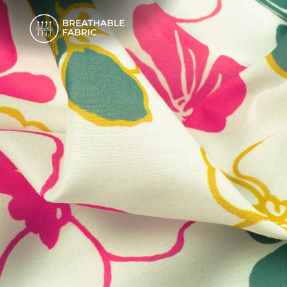 Elegant Seamless Sakura Flowers Digital Print Muslin Fabric