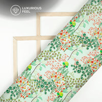 Multi Color Floral Digital Print Georgette Satin Fabric
