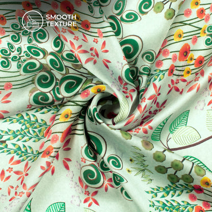 Multi Color Floral Digital Print Georgette Satin Fabric