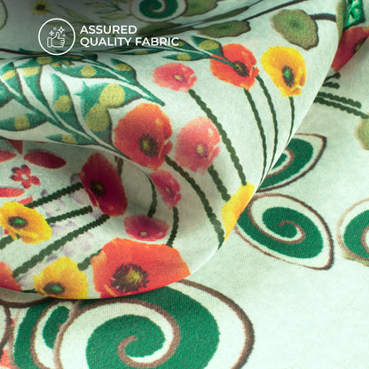 Multi Color Floral Digital Print Georgette Satin Fabric