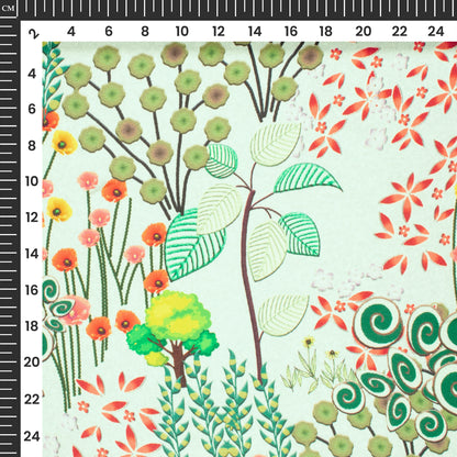 Multi Color Floral Digital Print Georgette Satin Fabric