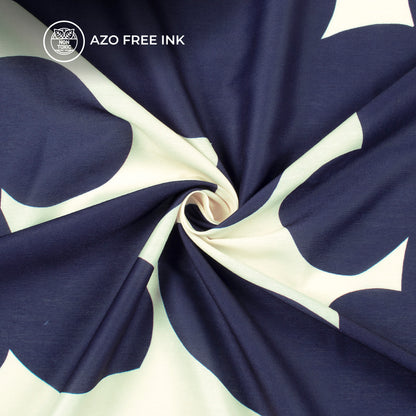 Abstract Modern Navy Blue Floral Digital Print Muslin Fabric