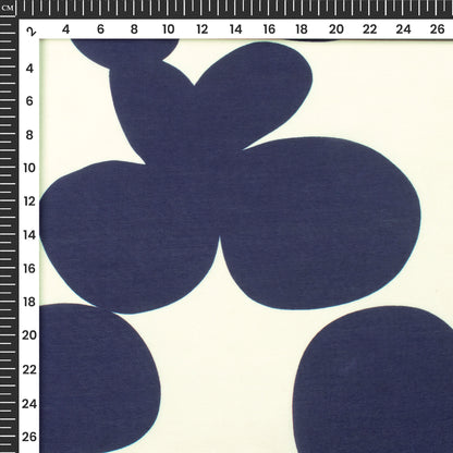 Abstract Modern Navy Blue Floral Digital Print Muslin Fabric