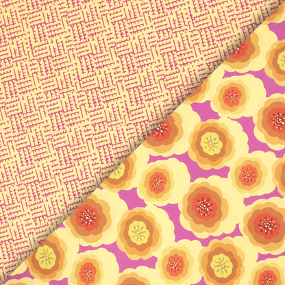 Yellow Doodle Floral Digital Print Muslin Fabric