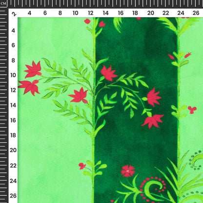 Vintage Floral Art Digital Print Viscose Rayon Fabric (Width 58 Inches)