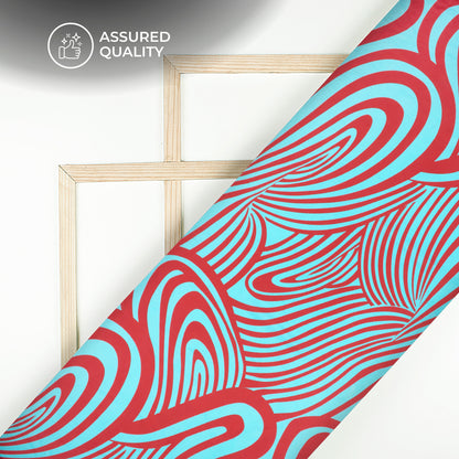 Mordern Geometric Lines Digital Print Viscose Rayon Fabric (Width 58 Inches)