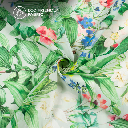 Vintage Floral And Leaf Digital Print Lightweight Georgette Fabric