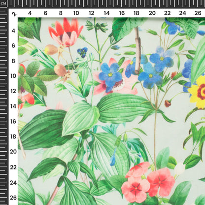 Vintage Floral And Leaf Digital Print Lightweight Georgette Fabric