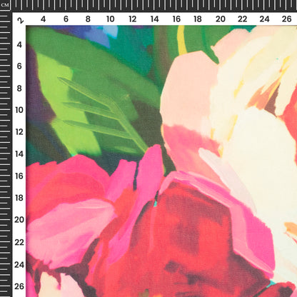 Seamless Rose Floral Digital Print Lightweight Georgette Fabric