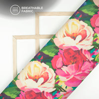 Seamless Rose Floral Digital Print Lightweight Georgette Fabric