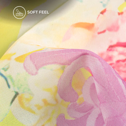Multicolor Floral Digital Print Lightweight Georgette Fabric