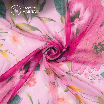 Bloosom Lilly Floral Digital Print Bemberg Chiffon Fabric