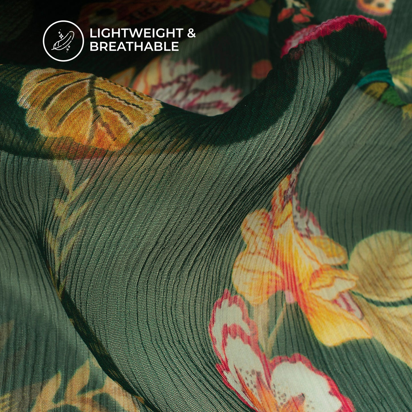 Vintage English Floral Digital Print Bemberg Chiffon Fabric