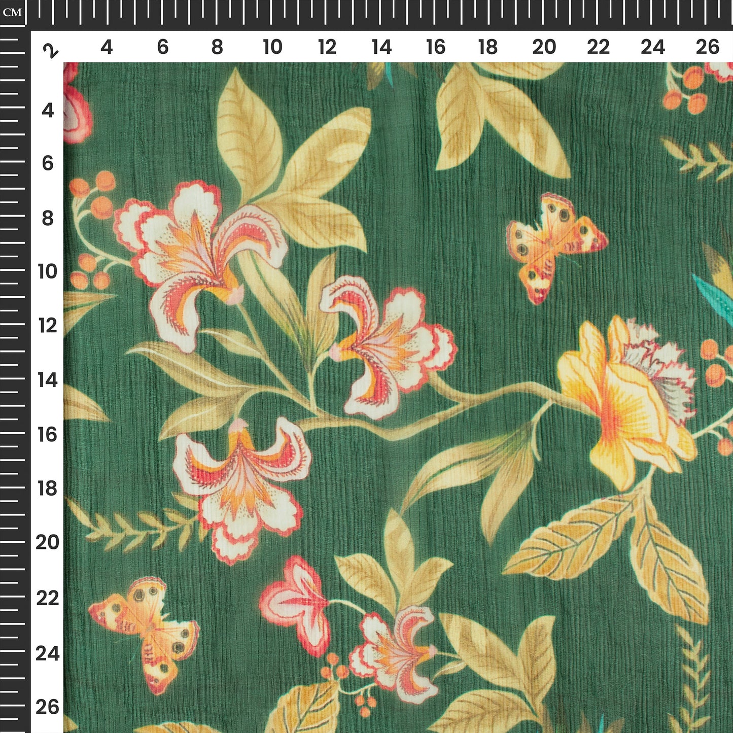 Vintage English Floral Digital Print Bemberg Chiffon Fabric