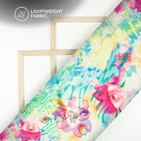Multi Color Floral Digital Print Kota Doria Fabric