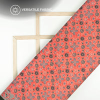 Candy Red Ajarakh Inspierd Digital Print Poly Glazed Cotton Fabric