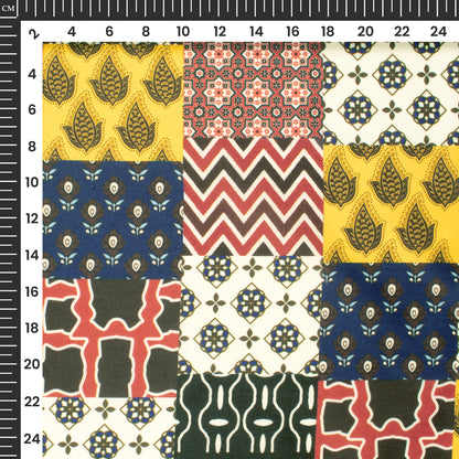 Geometrical Ajarakh Inspierd Digital Print Poly Glazed Cotton Fabric