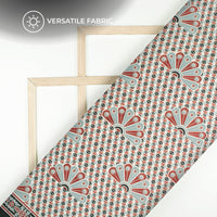 Maroon And Grey Ajarakh Inspierd Digital Print Poly Glazed Cotton Fabric