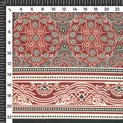 Maroon And Black Ajarakh Inspierd Digital Print Poly Glazed Cotton Fabric