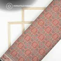 Maroon And Black Ajarakh Inspierd Digital Print Poly Glazed Cotton Fabric