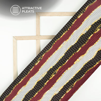 Stylish  Polka Dot Chain Digital Print Japan Satin Pleated Fabric