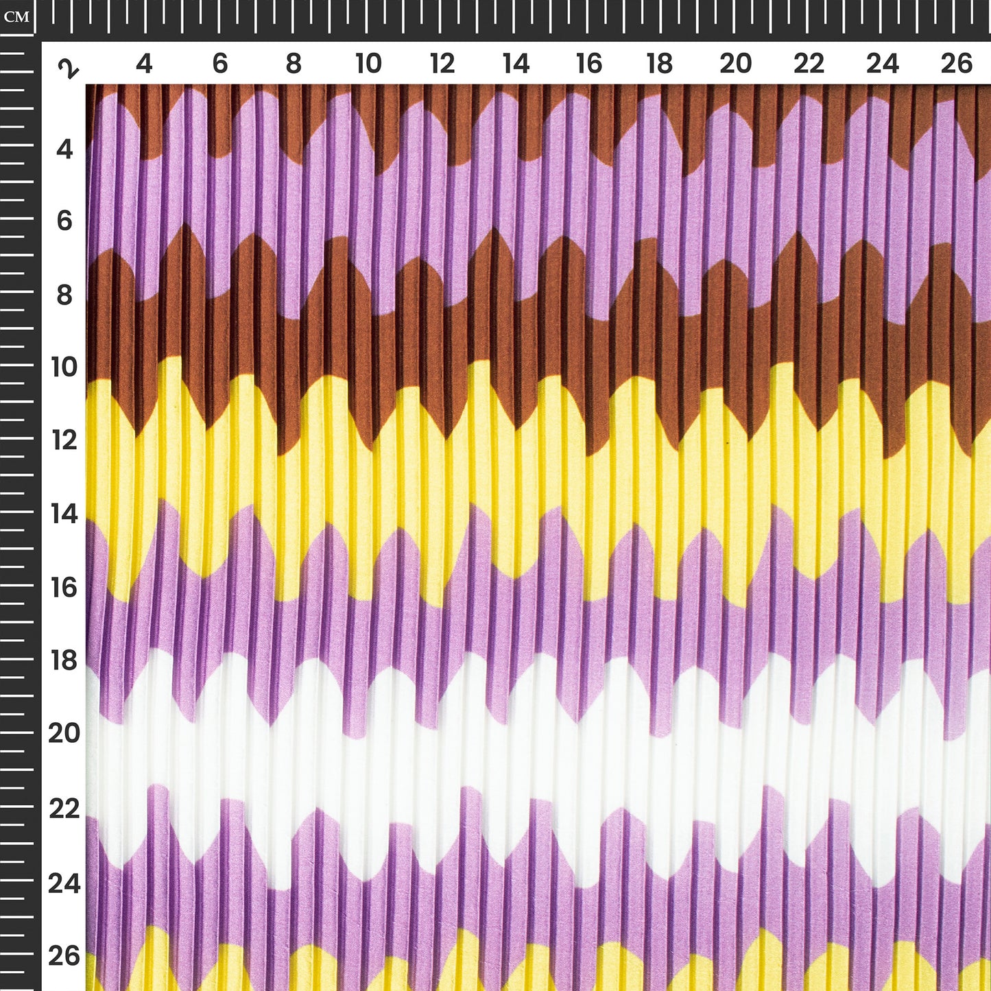 Mauve Purple Abstract Chevron Digital Print Japan Satin Pleated Fabric
