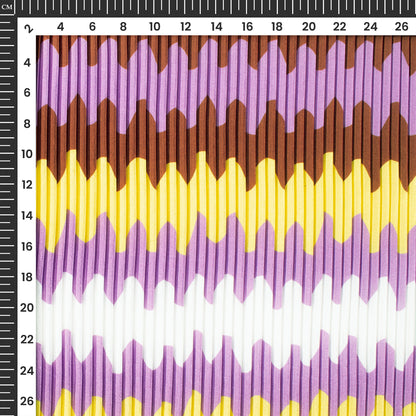 Mauve Purple Abstract Chevron Digital Print Japan Satin Pleated Fabric