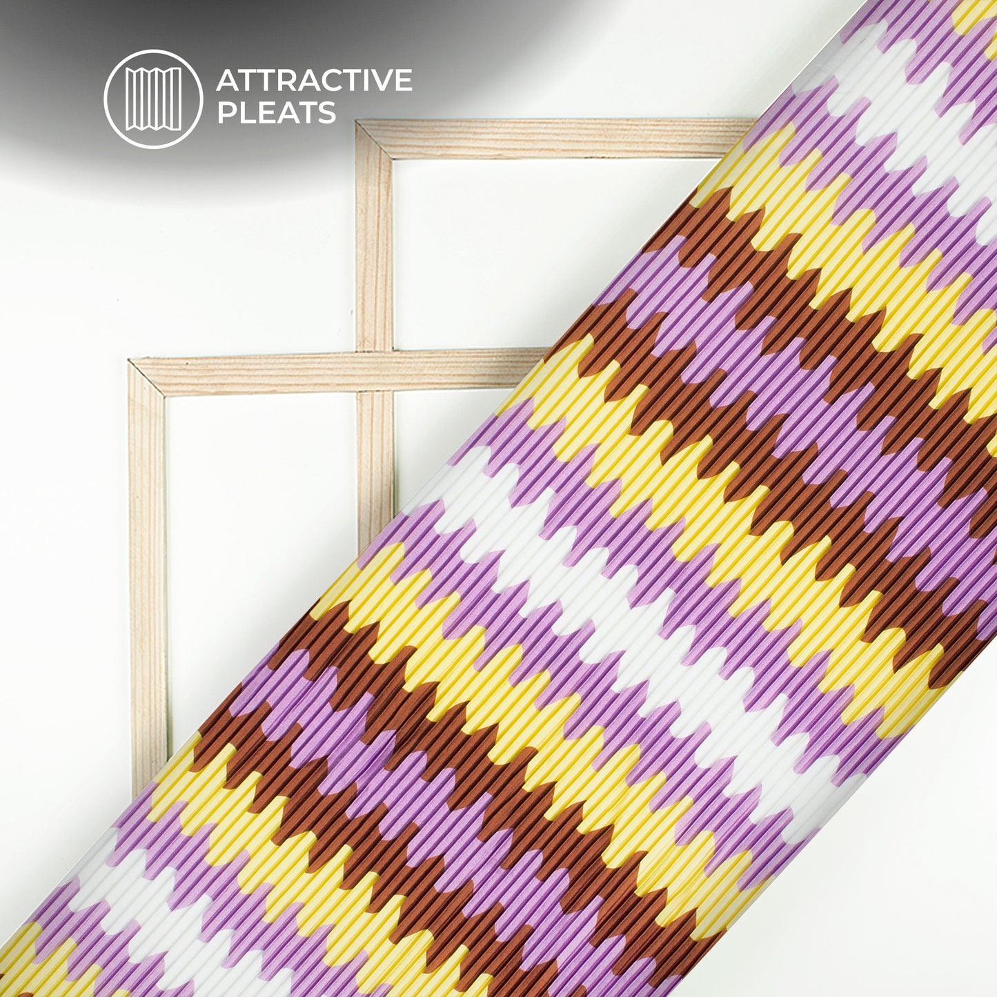 Mauve Purple Abstract Chevron Digital Print Japan Satin Pleated Fabric