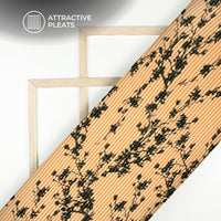 Copper Brown Floral Digital Print Japan Satin Pleated Fabric