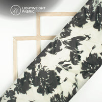 Black Floral Digital Print Organza Satin Fabric