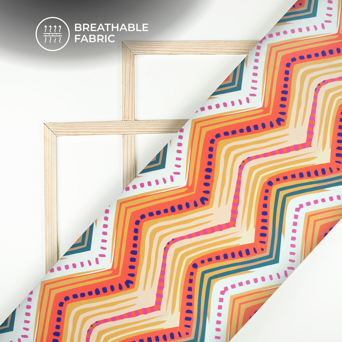 Cardinal Red Chevron Bandhani Digital Print Crepe Silk Fabric